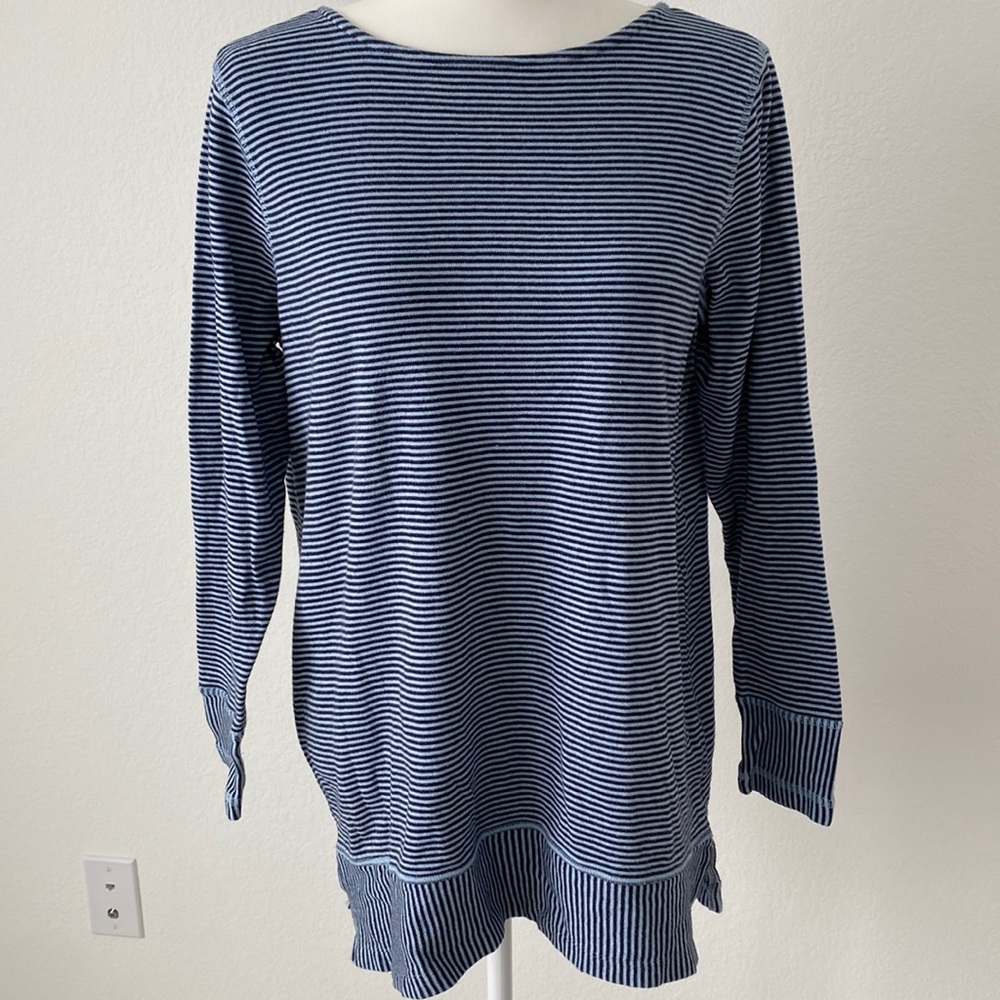 Christopher & Banks Long Sleeve Blue Striped Shirt Women’s Size Medium